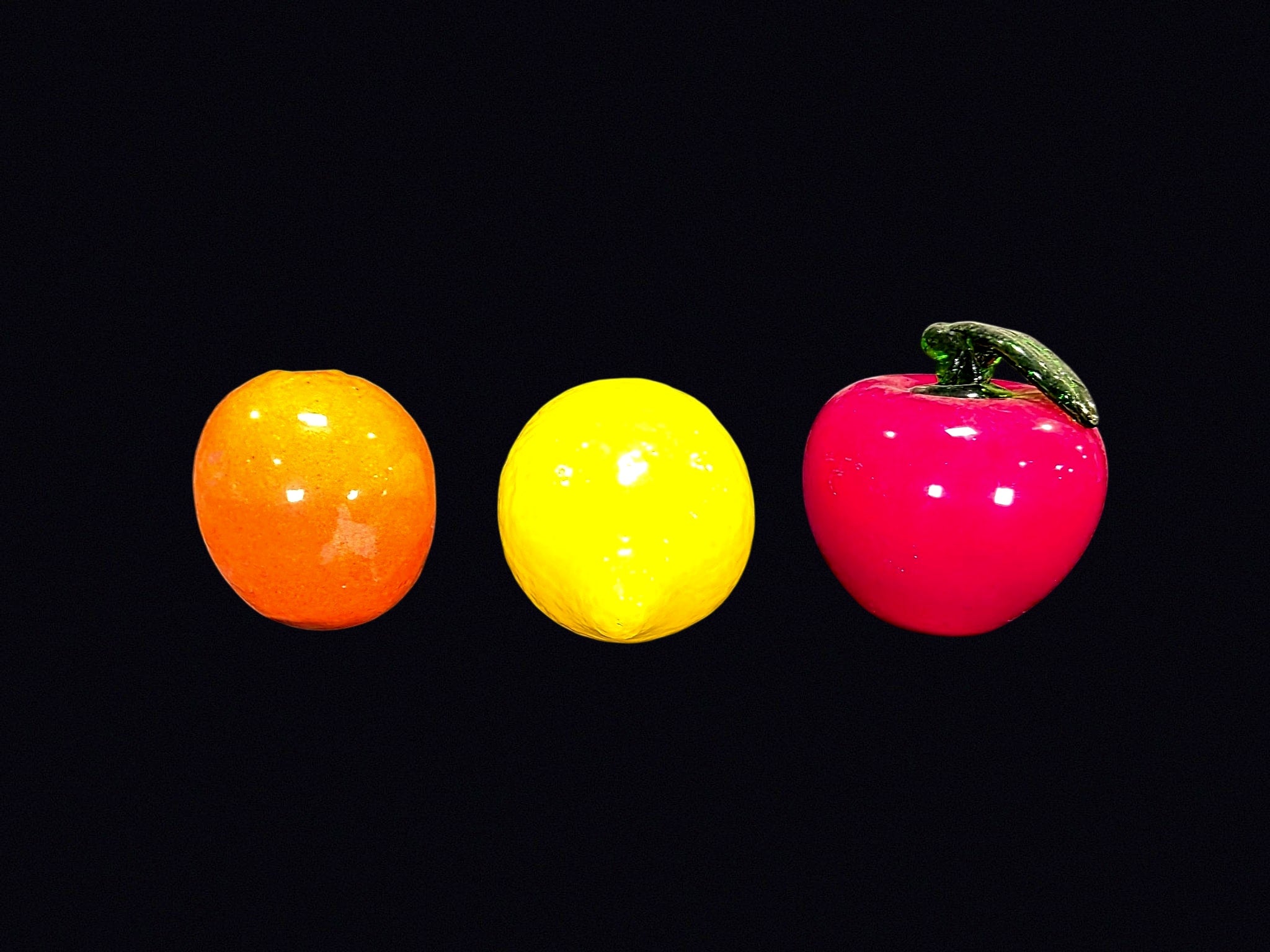 Hand Blown Art Glass Fruit Set of 3