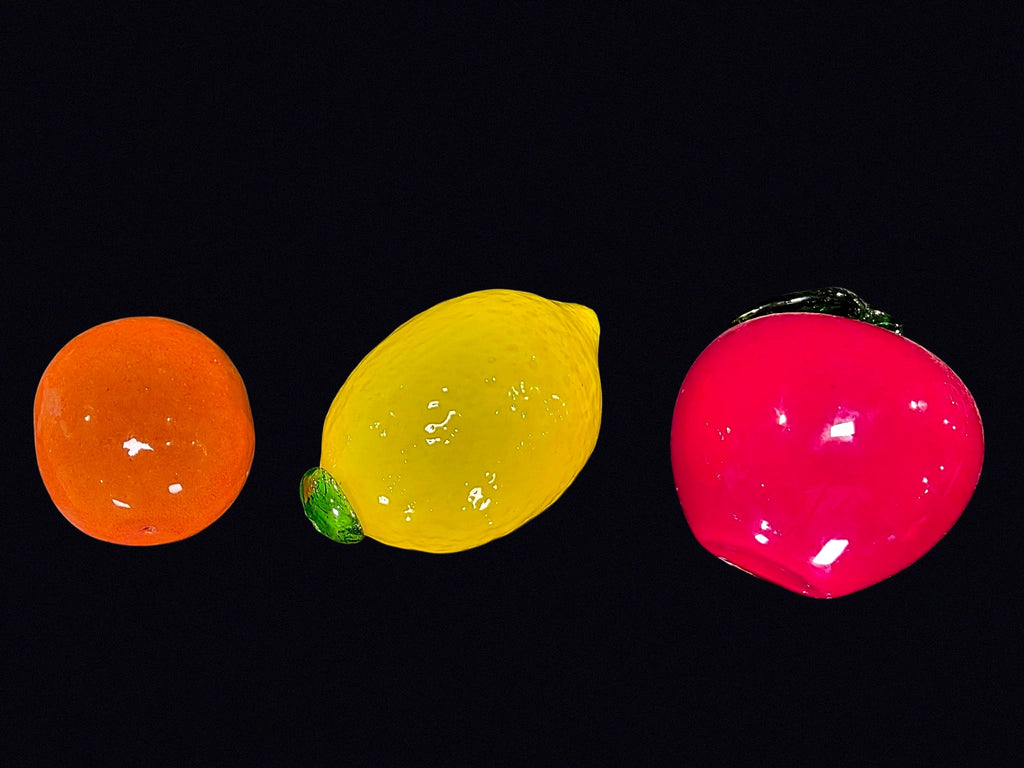 Hand Blown Art Glass Fruit Set of 3