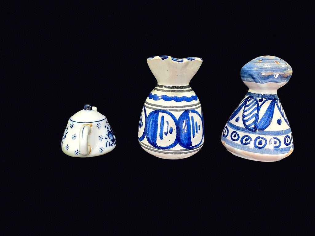 Spanish Blue White Pottery Lot Delft Teapot