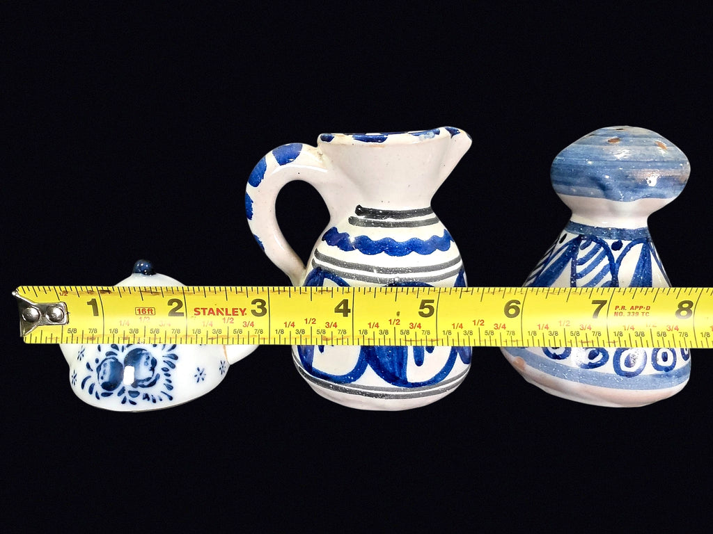 Spanish Blue White Pottery Lot Delft Teapot