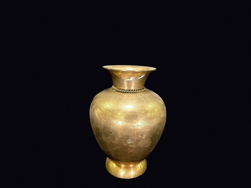 Indian Brass Baluster Vase Rope Tassel Late 20C