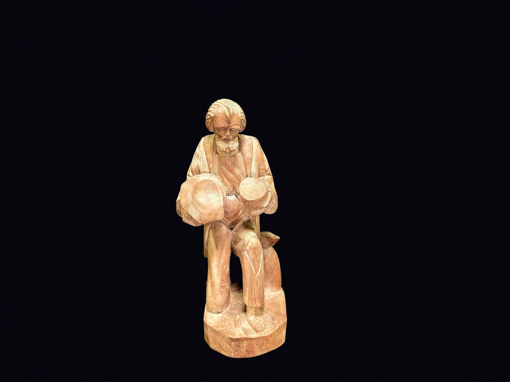Quebec Folk Art Carved Wood Habitant c1950