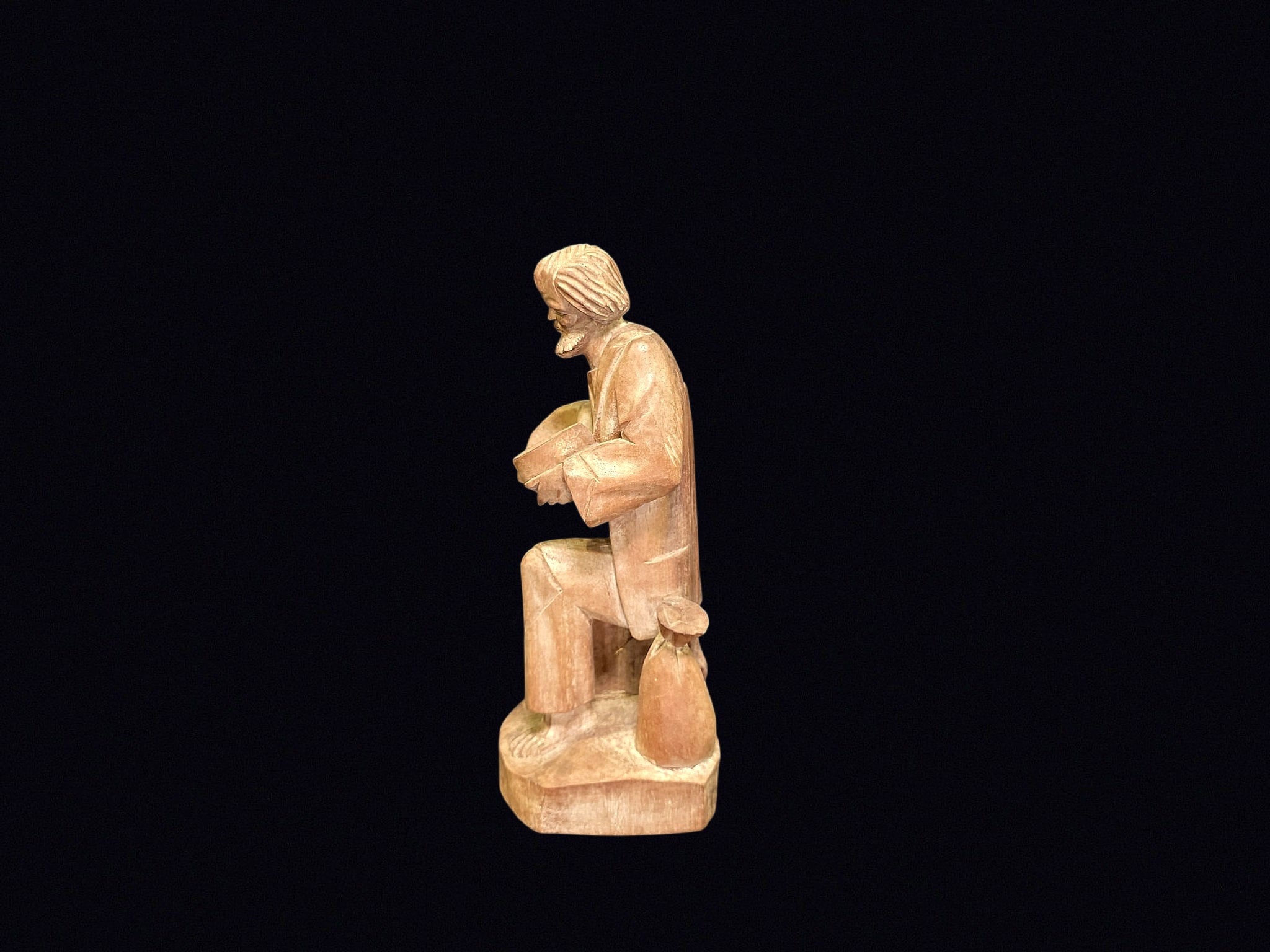 Quebec Folk Art Carved Wood Habitant c1950