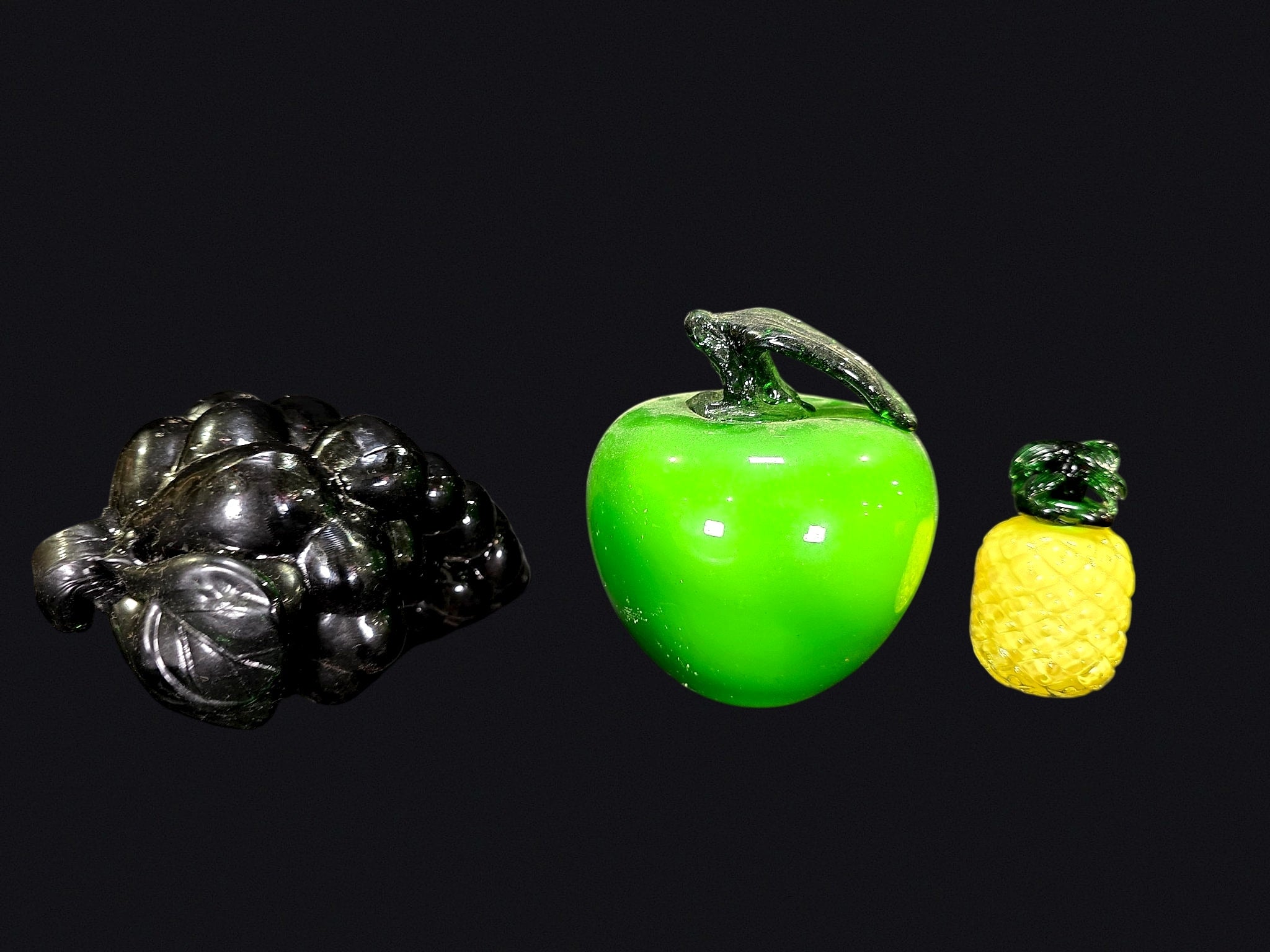 Murano Style Art Glass Fruit Lot of 3 MCM