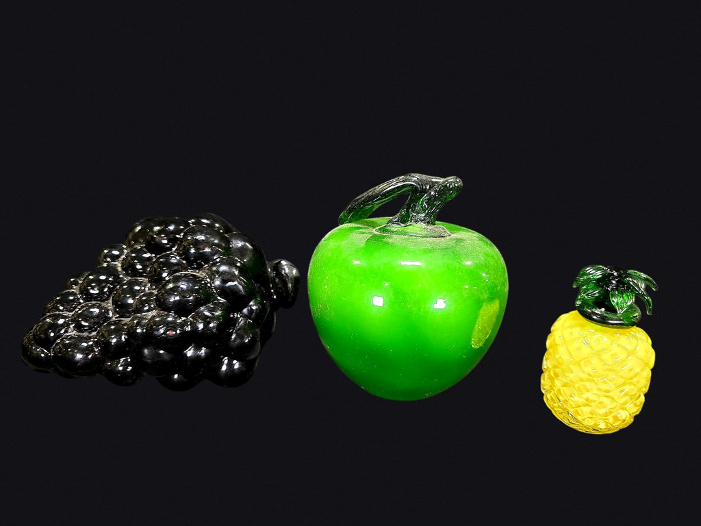 Murano Style Art Glass Fruit Lot of 3 MCM