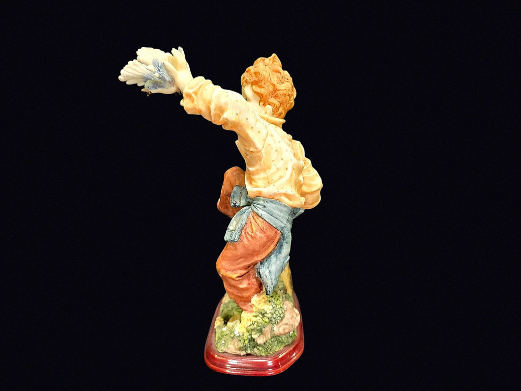 Armani Style Resin Boy with Dove Figurine