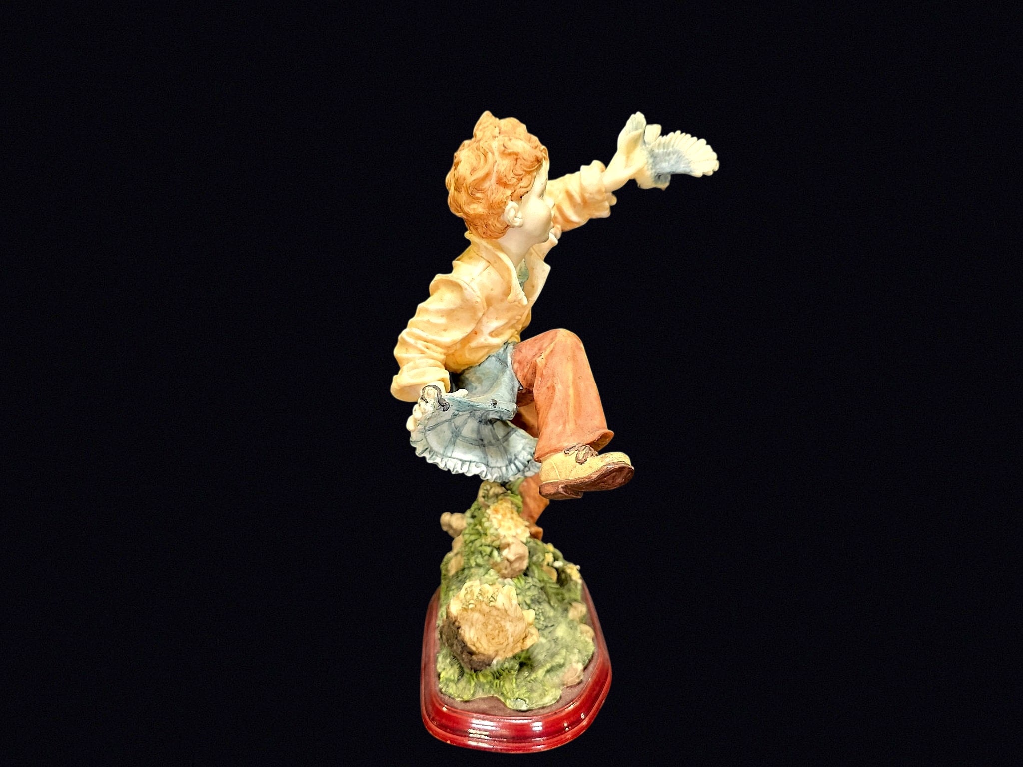 Armani Style Resin Boy with Dove Figurine
