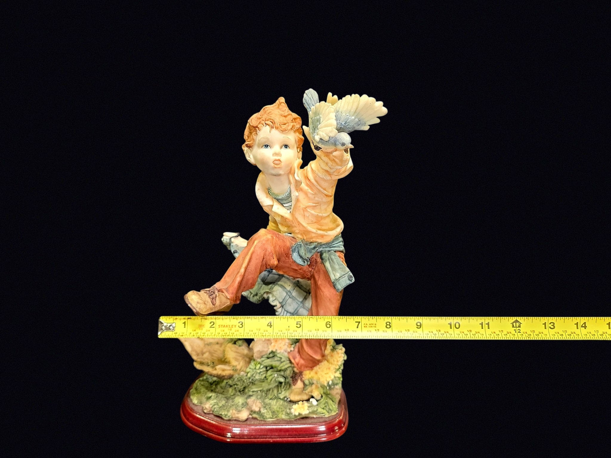 Armani Style Resin Boy with Dove Figurine