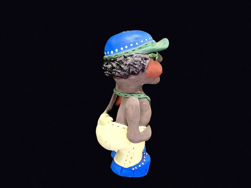 Painted Terracotta Swimmer Figurine 10in