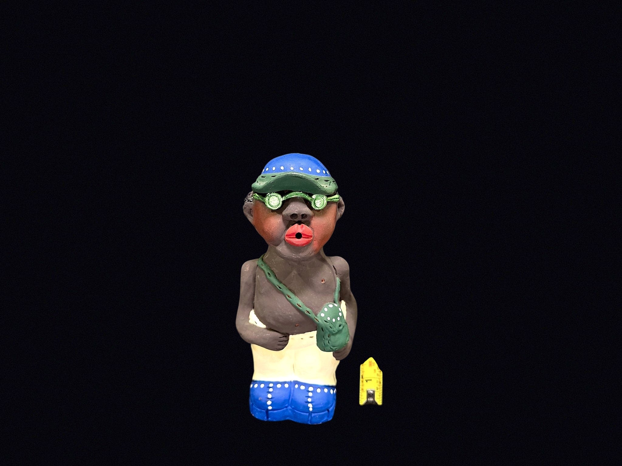 Painted Terracotta Swimmer Figurine 10in