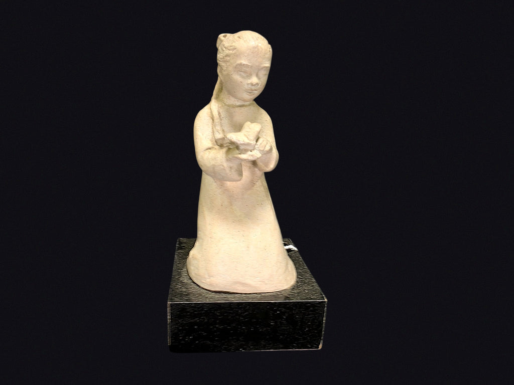 Austin Prod 1979 Girl with Bird Chalkware
