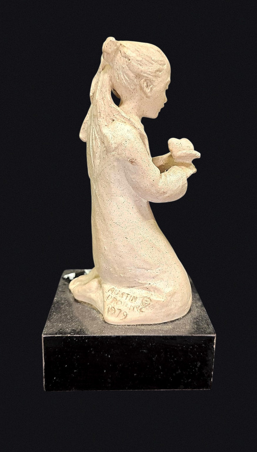 Austin Prod 1979 Girl with Bird Chalkware
