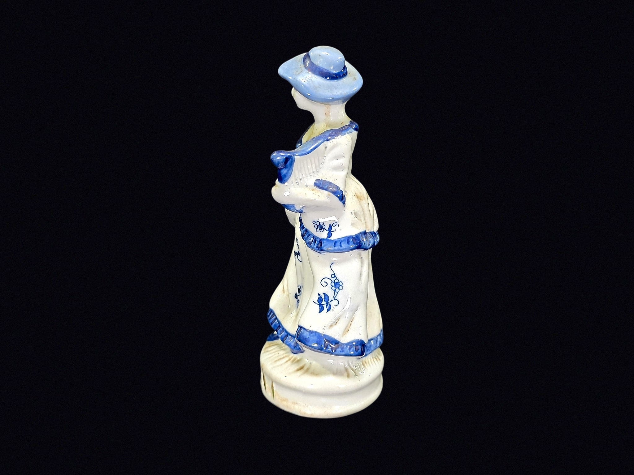 Delft Style Porcelain Victorian Lady w Lyre