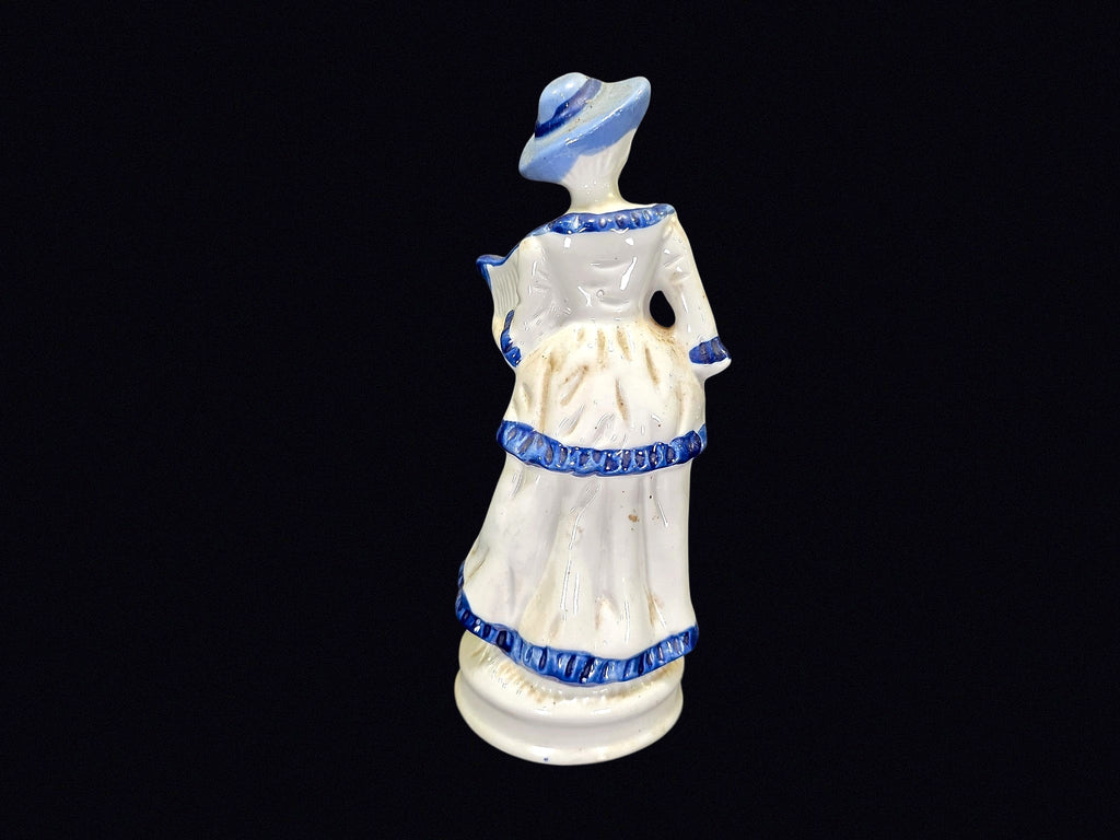 Delft Style Porcelain Victorian Lady w Lyre