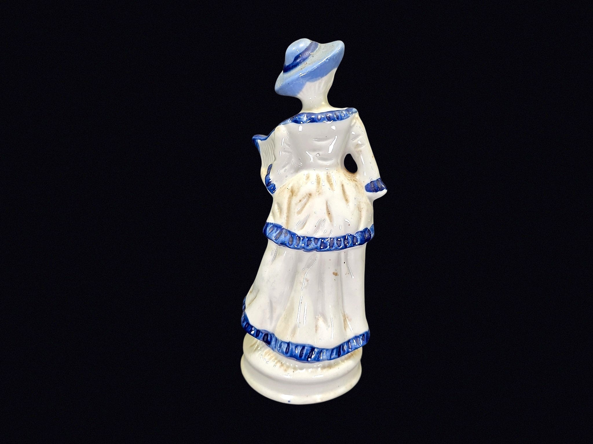 Delft Style Porcelain Victorian Lady w Lyre