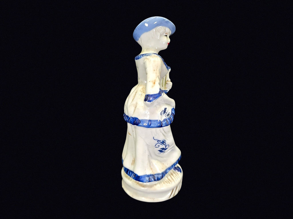 Delft Style Porcelain Victorian Lady w Lyre