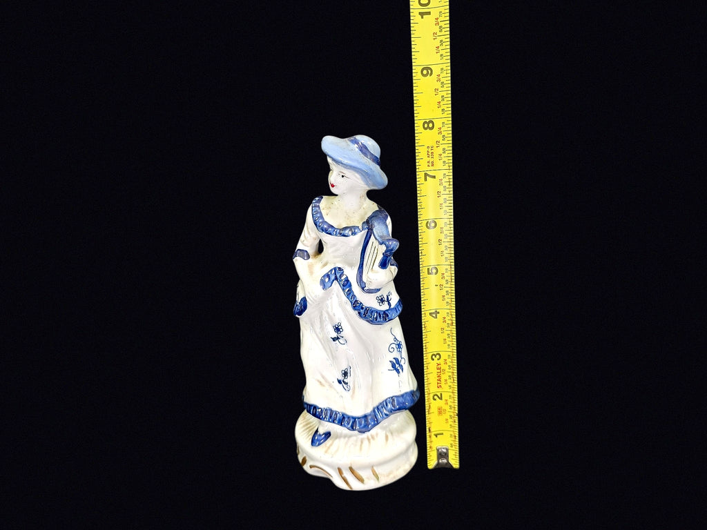 Delft Style Porcelain Victorian Lady w Lyre