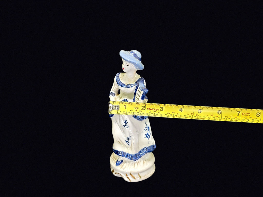 Delft Style Porcelain Victorian Lady w Lyre