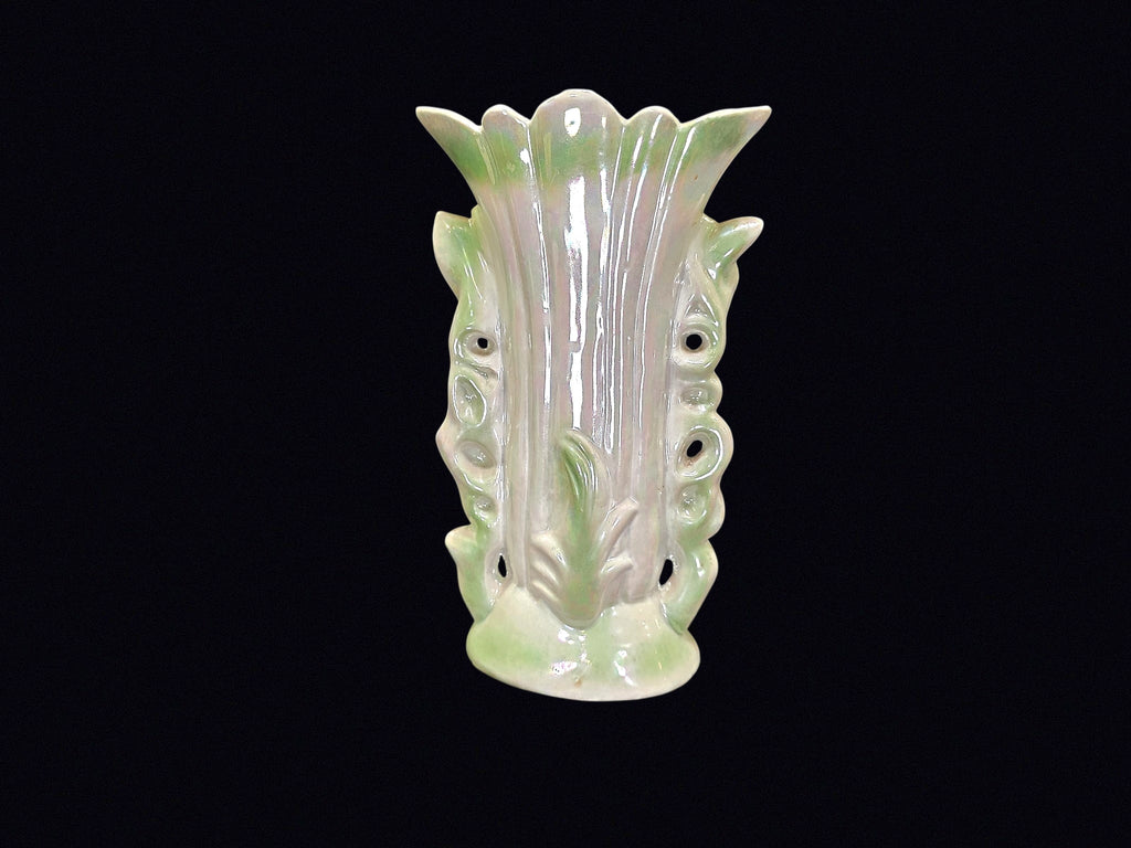 Lustreware Twin Spill Vase Applied Rose c1950