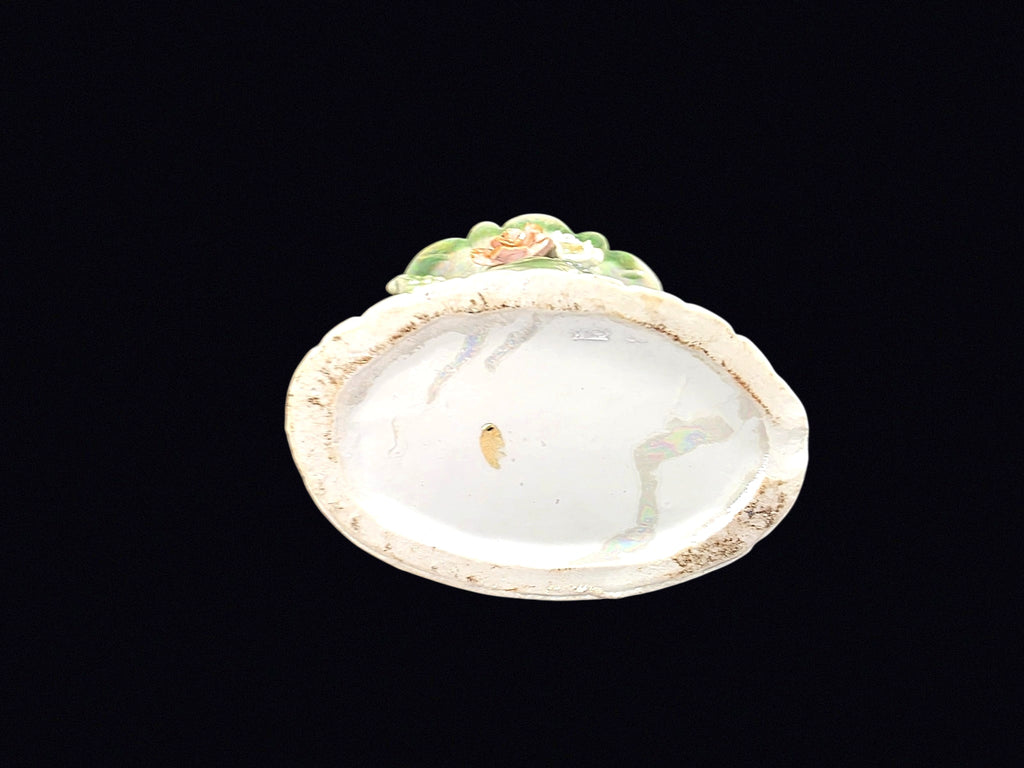 Lustreware Twin Spill Vase Applied Rose c1950