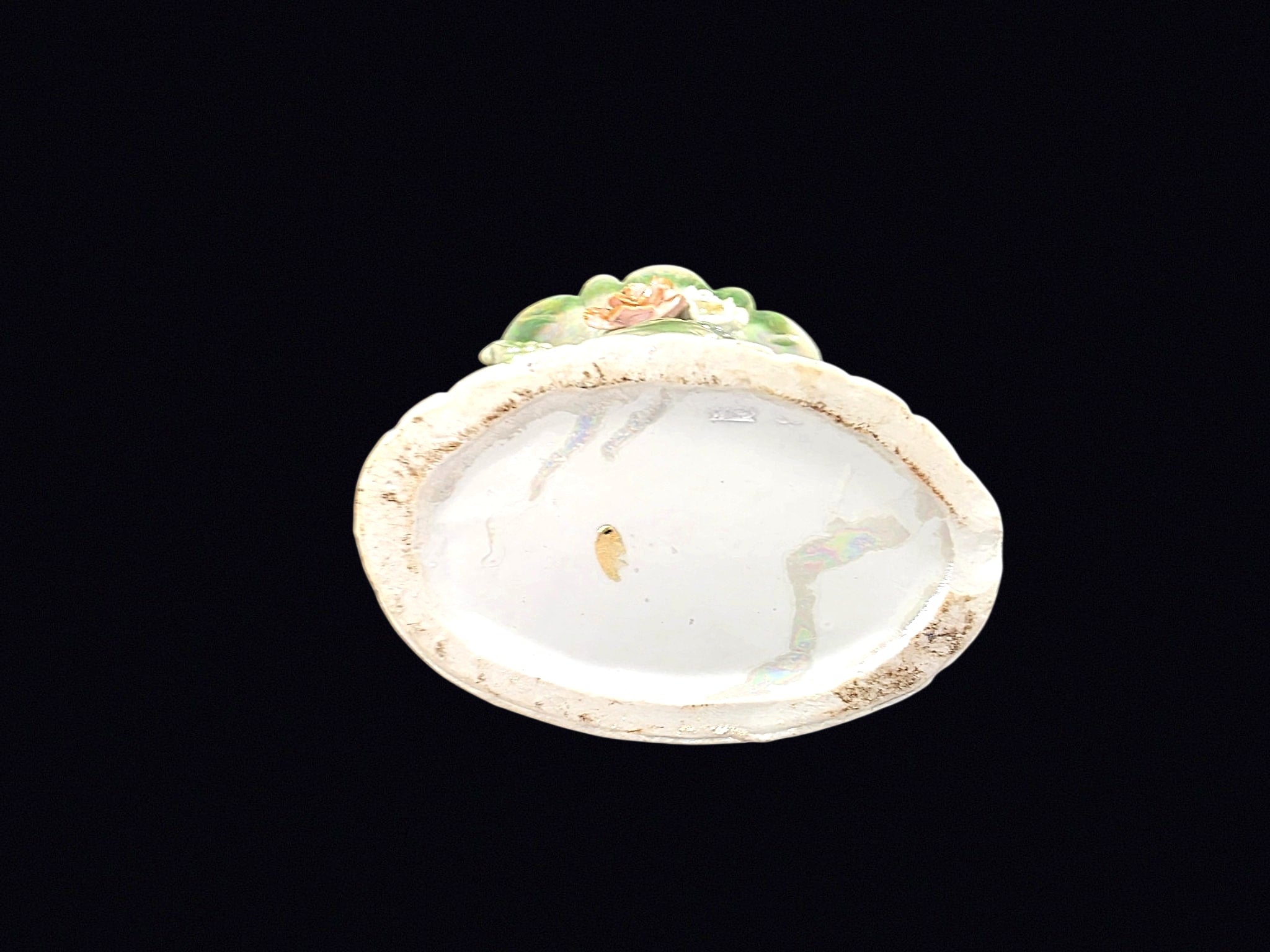Lustreware Twin Spill Vase Applied Rose c1950