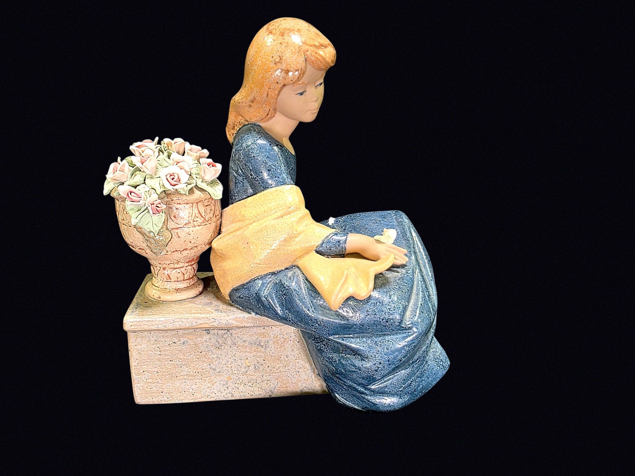 Nadal Spanish Porcelain Girl with Flower Urn