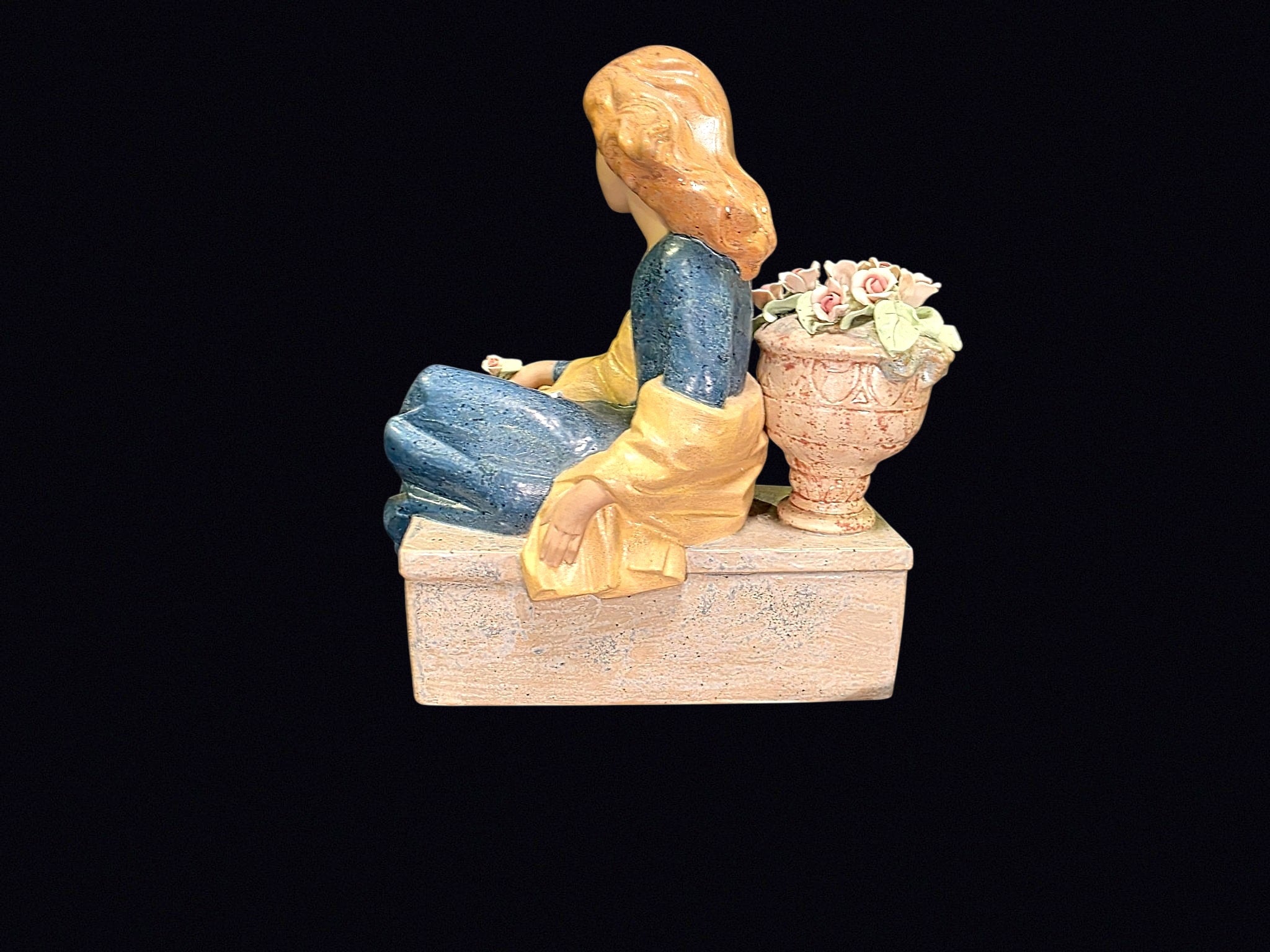 Nadal Spanish Porcelain Girl with Flower Urn