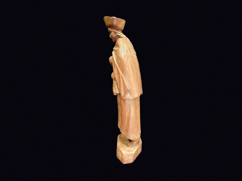 Quebec Folk Art Wood Habitant Woman c1950