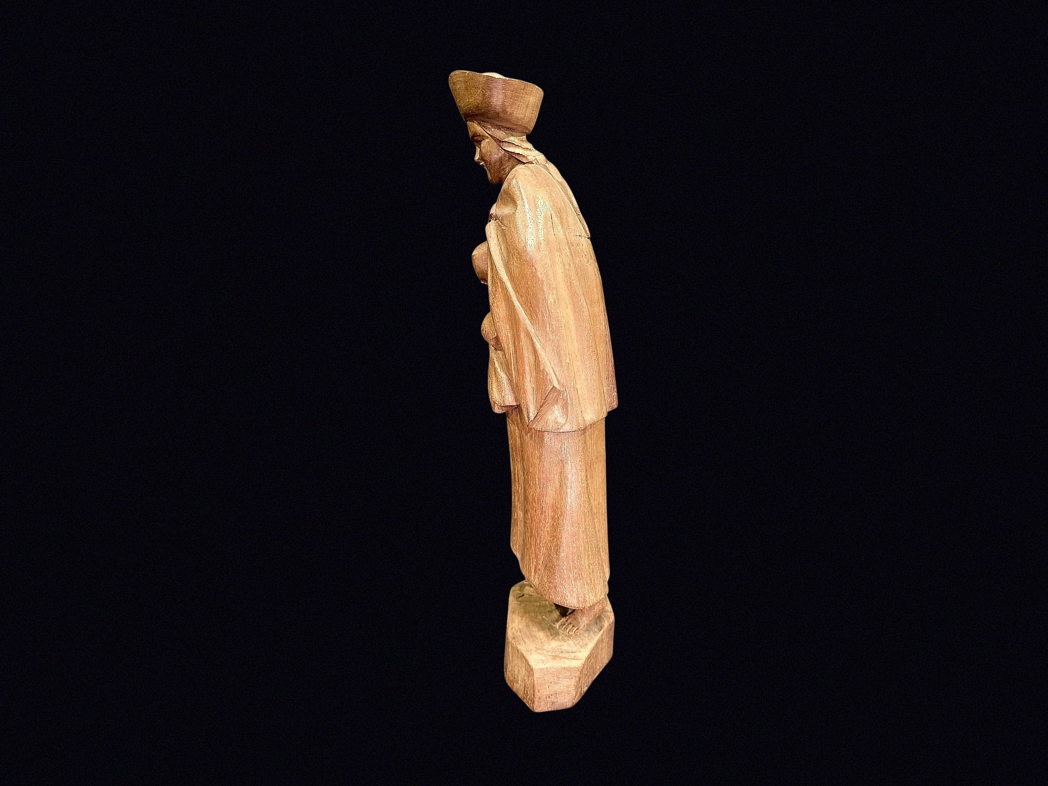 Quebec Folk Art Wood Habitant Woman c1950