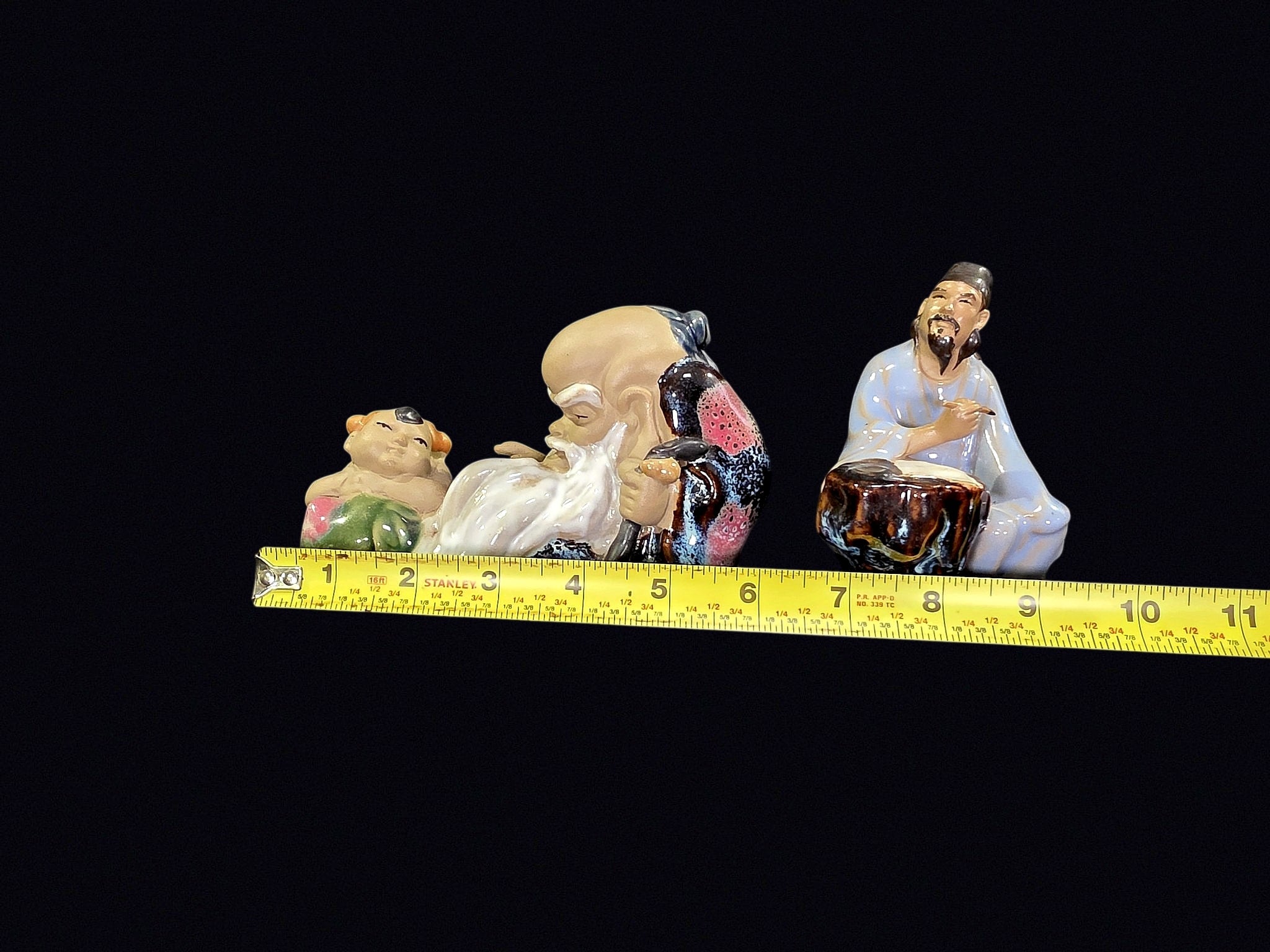 Shiwan Mudmen Shoulao & Scholar Figures Pair