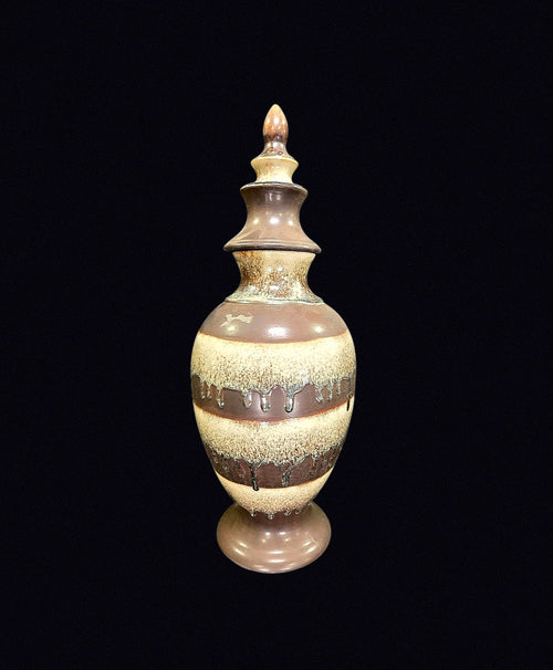 Bombay Drip Glaze Ceramic Lidded Urn 20in
