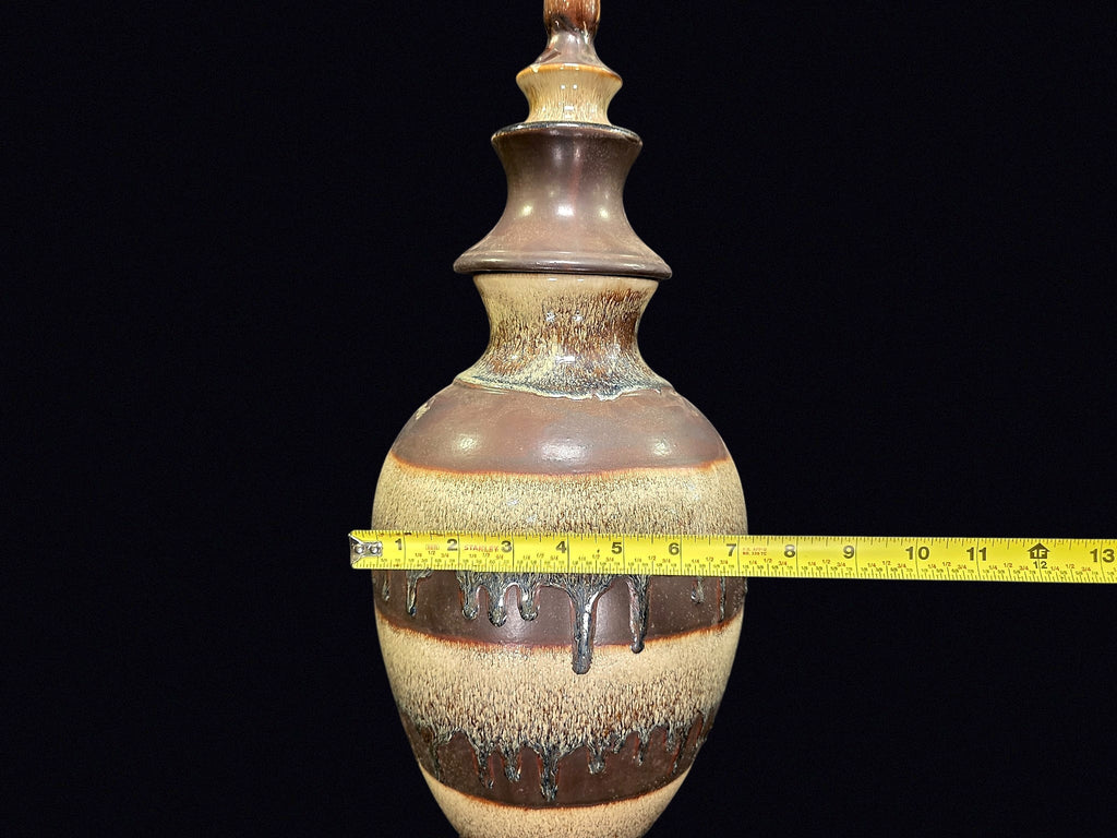 Bombay Drip Glaze Ceramic Lidded Urn 20in