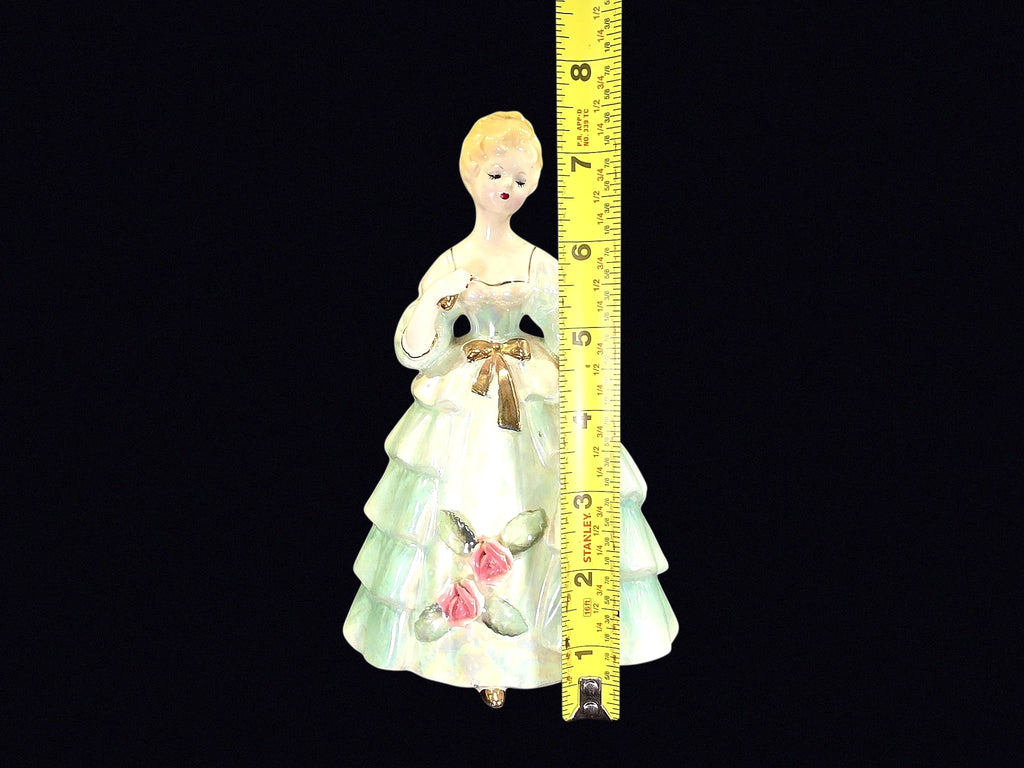Lustre Porcelain Victorian Lady Figurine 8in
