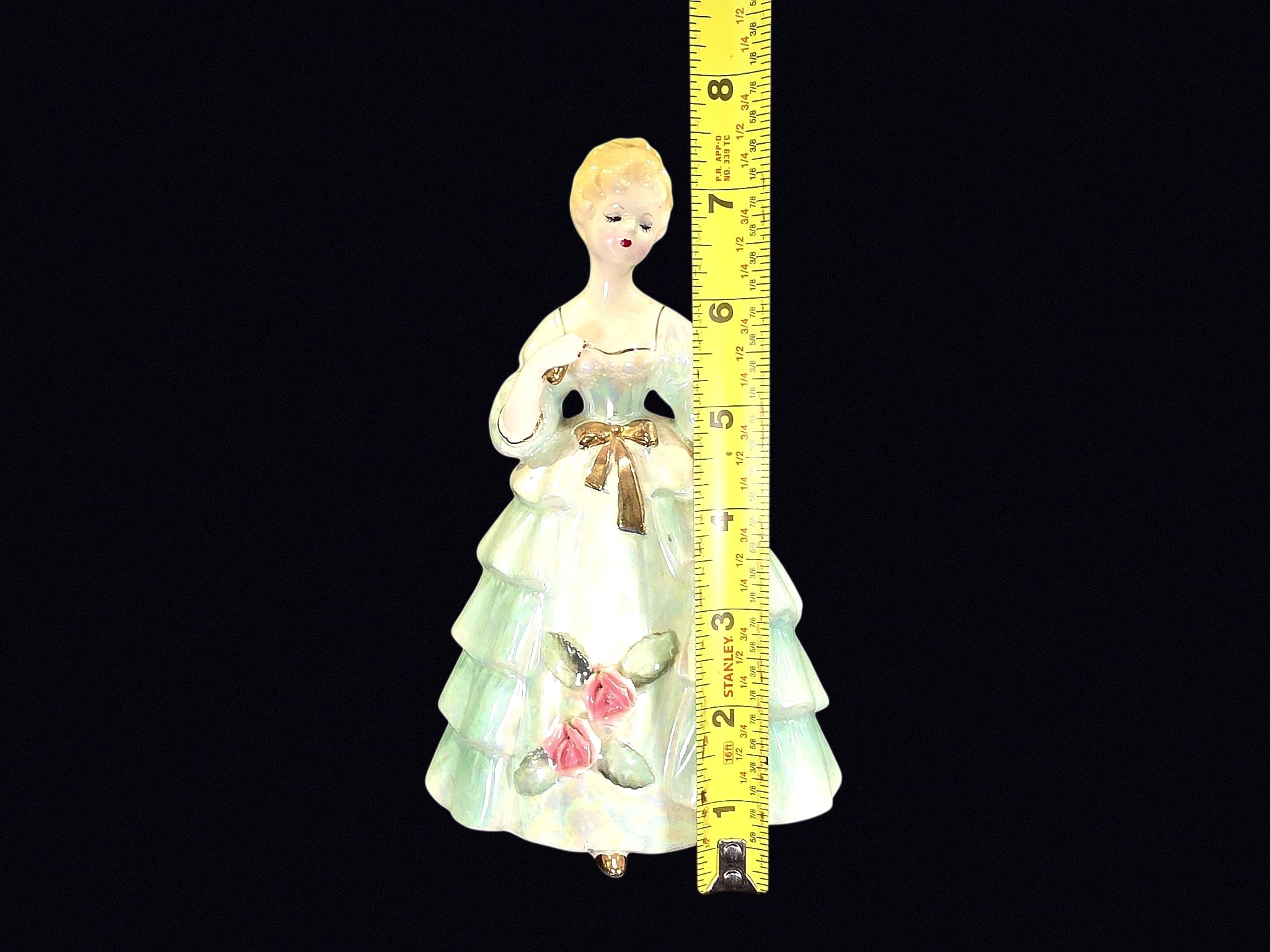 Lustre Porcelain Victorian Lady Figurine 8in
