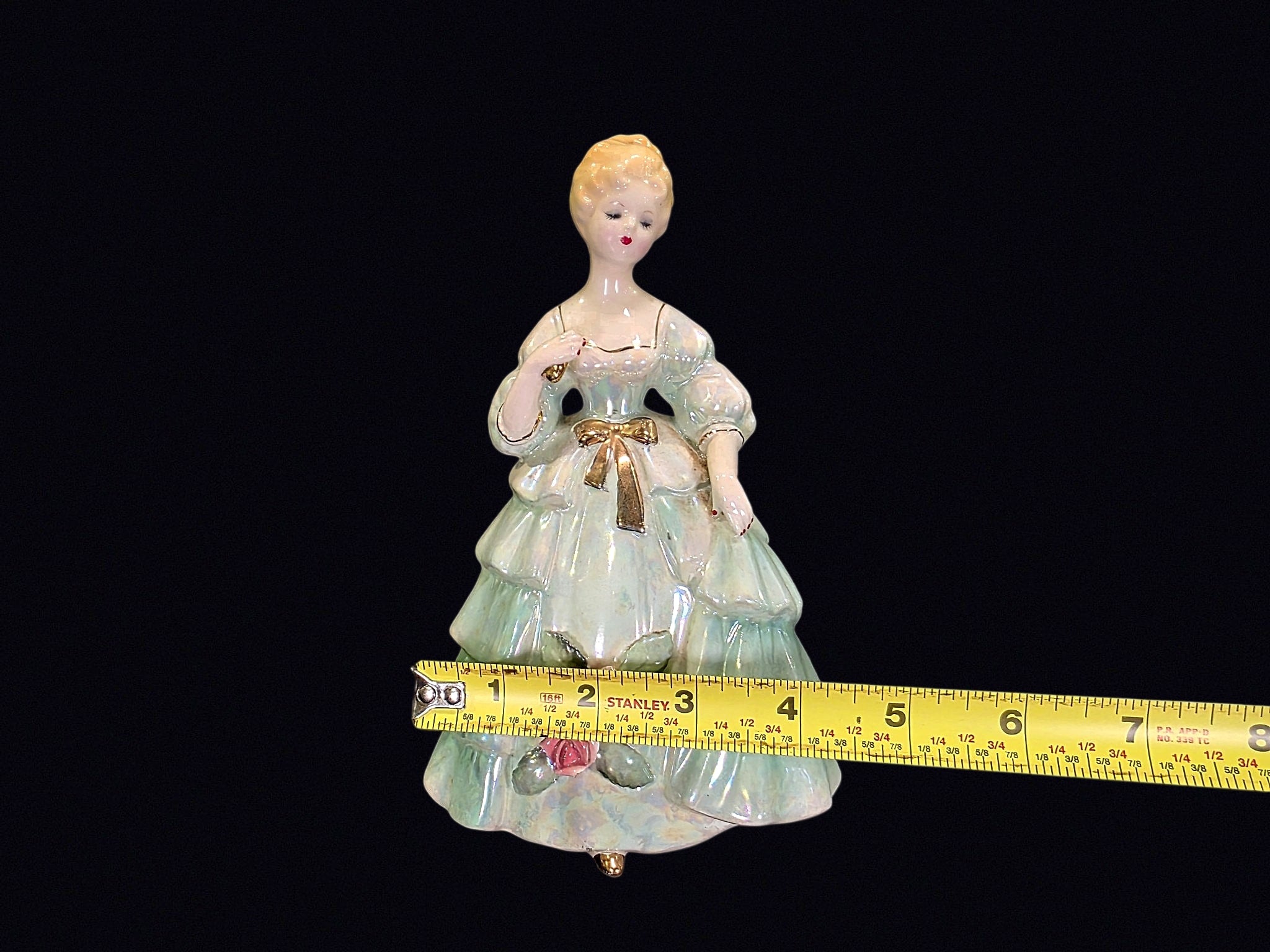 Lustre Porcelain Victorian Lady Figurine 8in