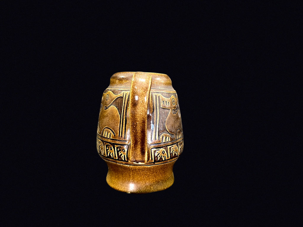 Lota Ecuador Glazed Pottery Pitcher Feline Motif