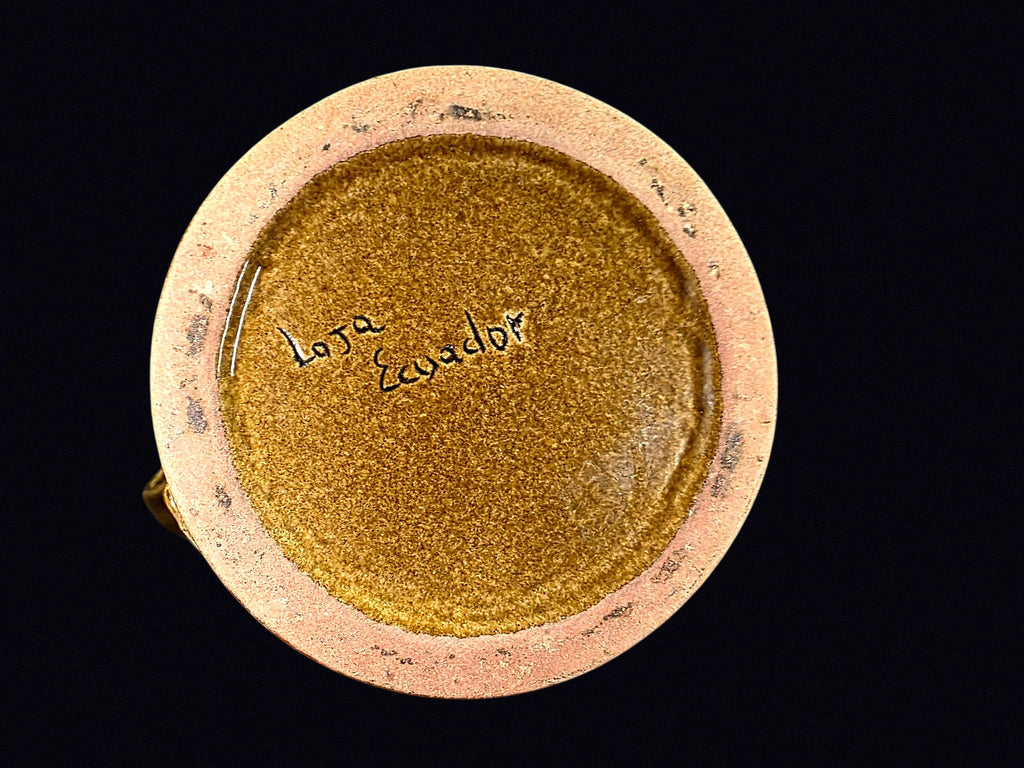 Lota Ecuador Glazed Pottery Pitcher Feline Motif