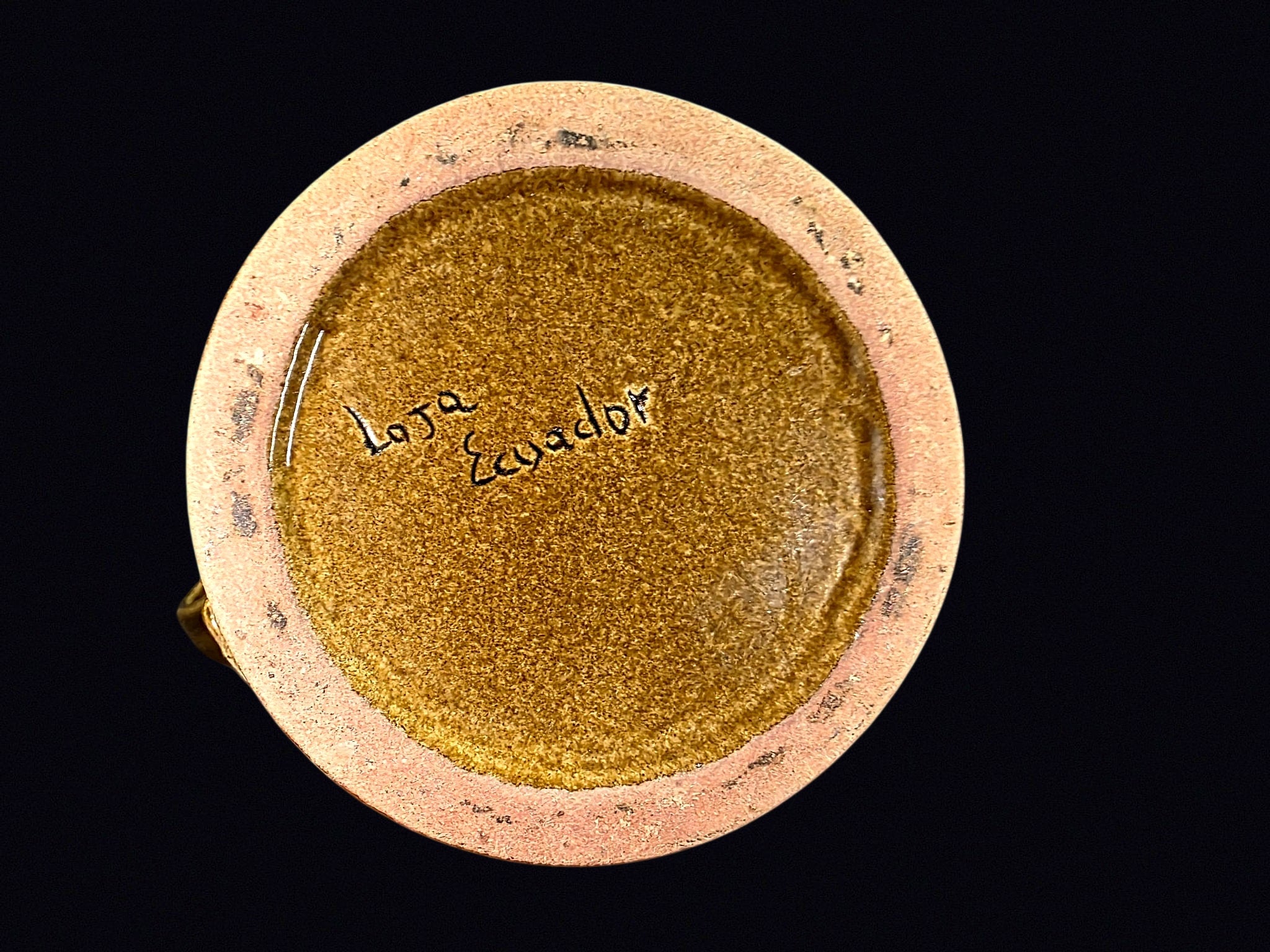 Lota Ecuador Glazed Pottery Pitcher Feline Motif