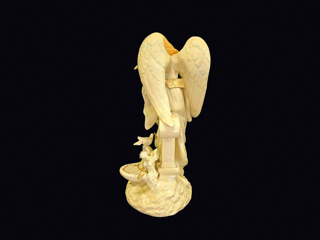 Porcelain Angel Figurine Dove Column 13in