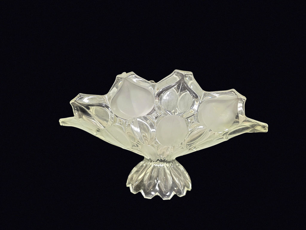 Frosted Tulip Glass Footed Centerpiece Bowl