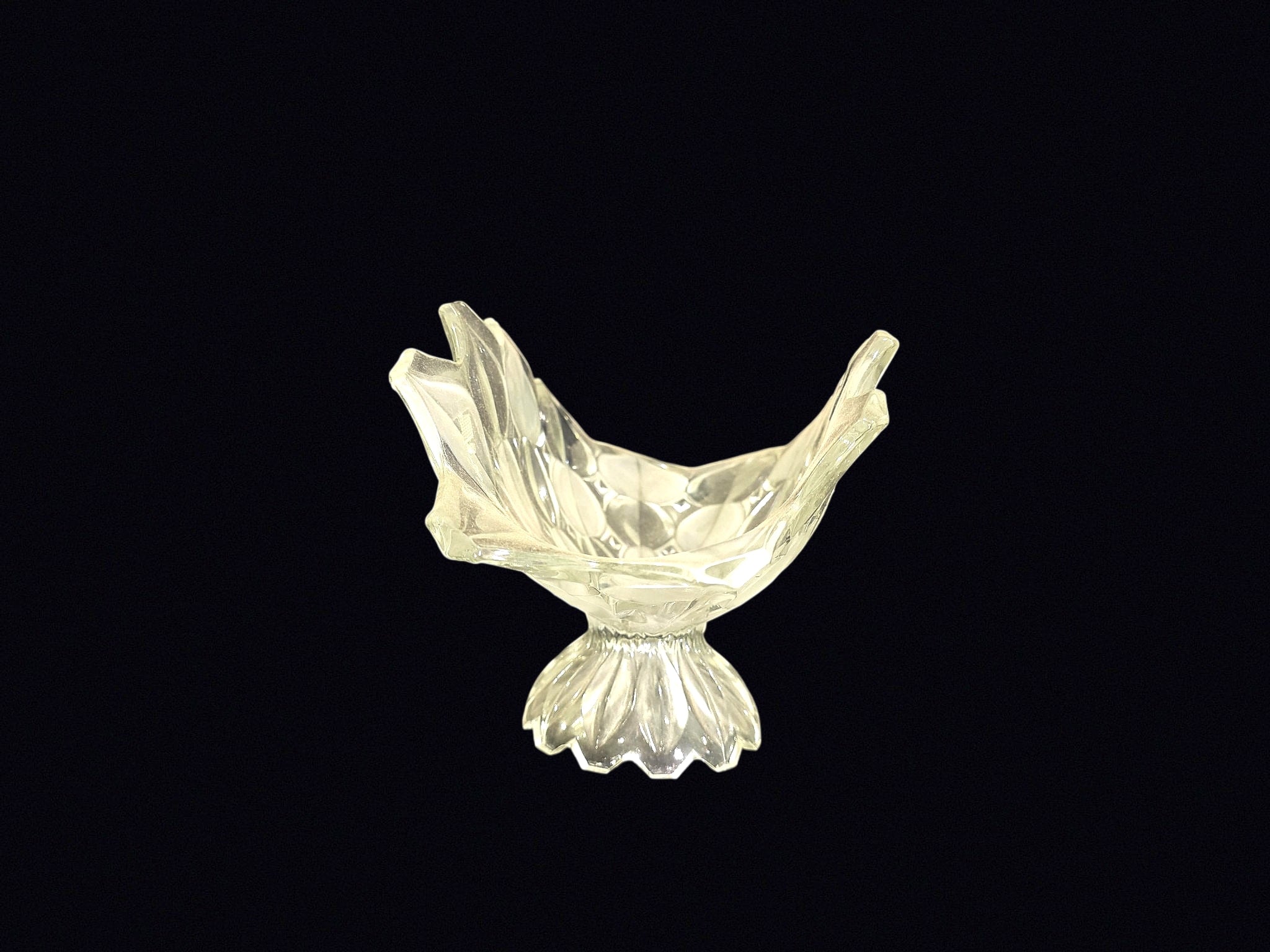 Frosted Tulip Glass Footed Centerpiece Bowl