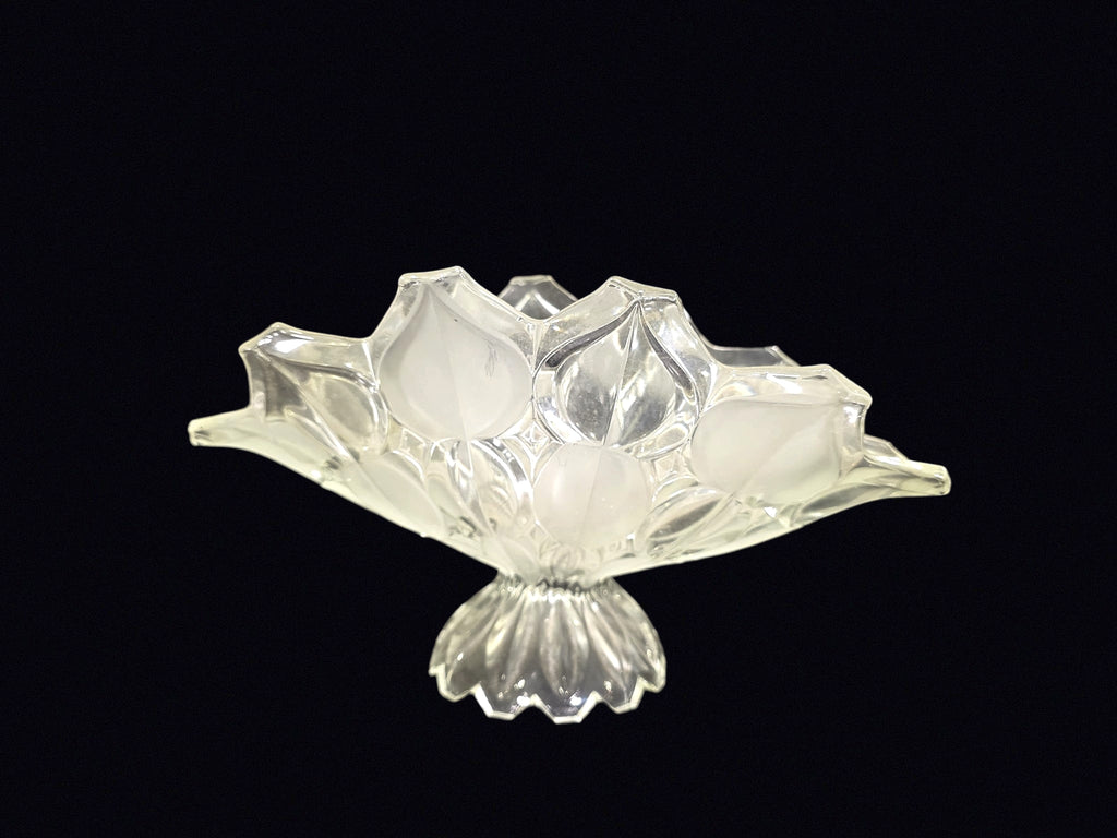 Frosted Tulip Glass Footed Centerpiece Bowl