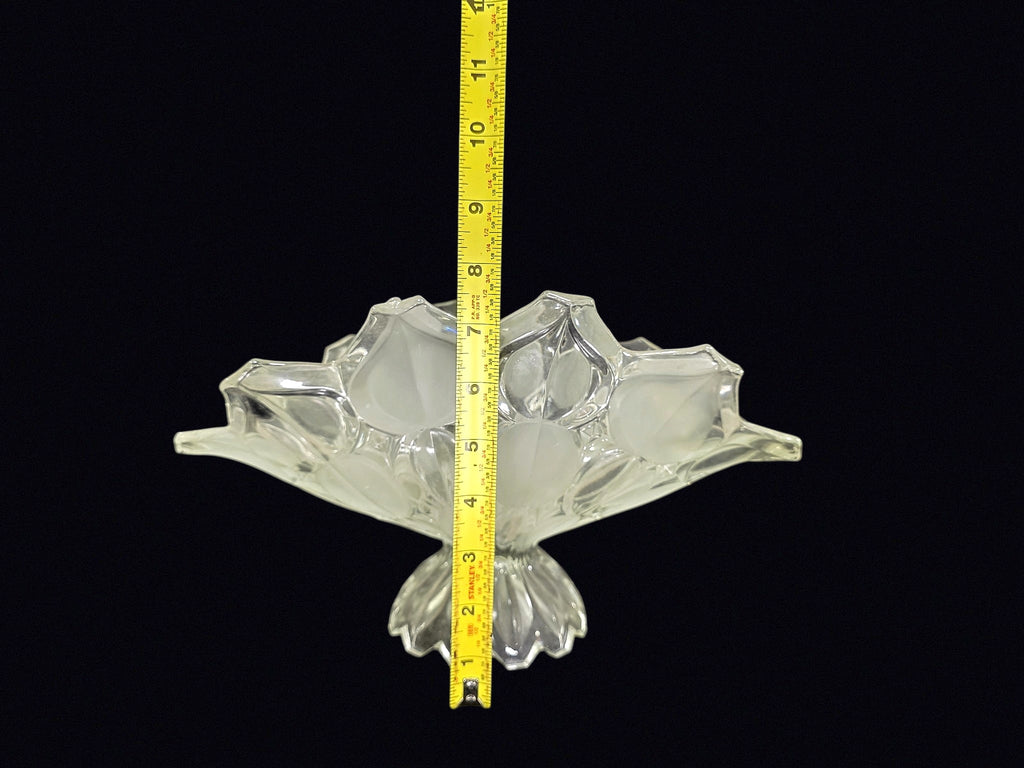 Frosted Tulip Glass Footed Centerpiece Bowl