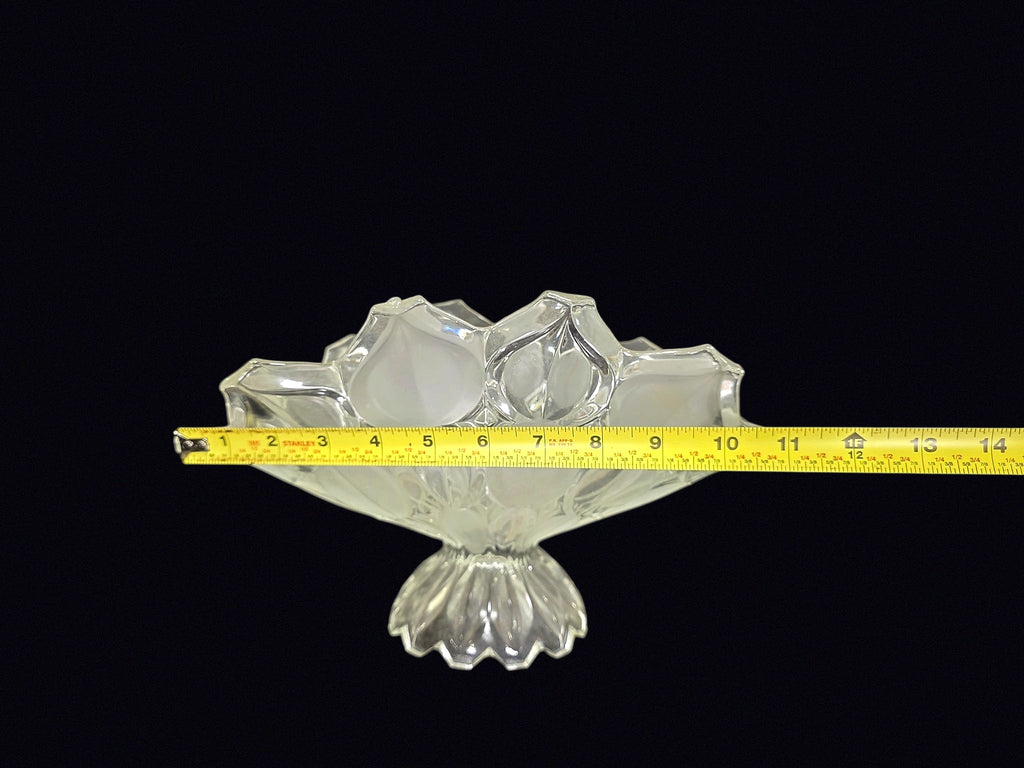 Frosted Tulip Glass Footed Centerpiece Bowl