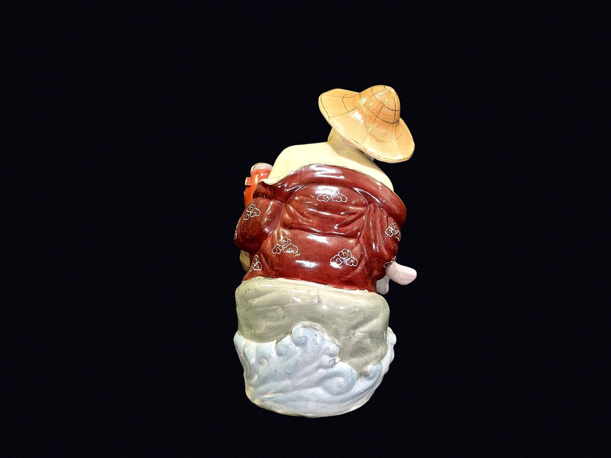 Chinese Shiwan Porcelain Fisherman with Koi 12"