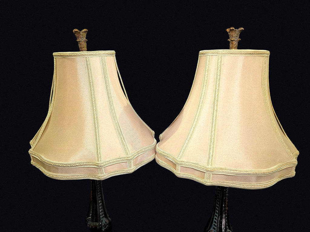 Bronze Finish Pedestal Table Lamps Pair