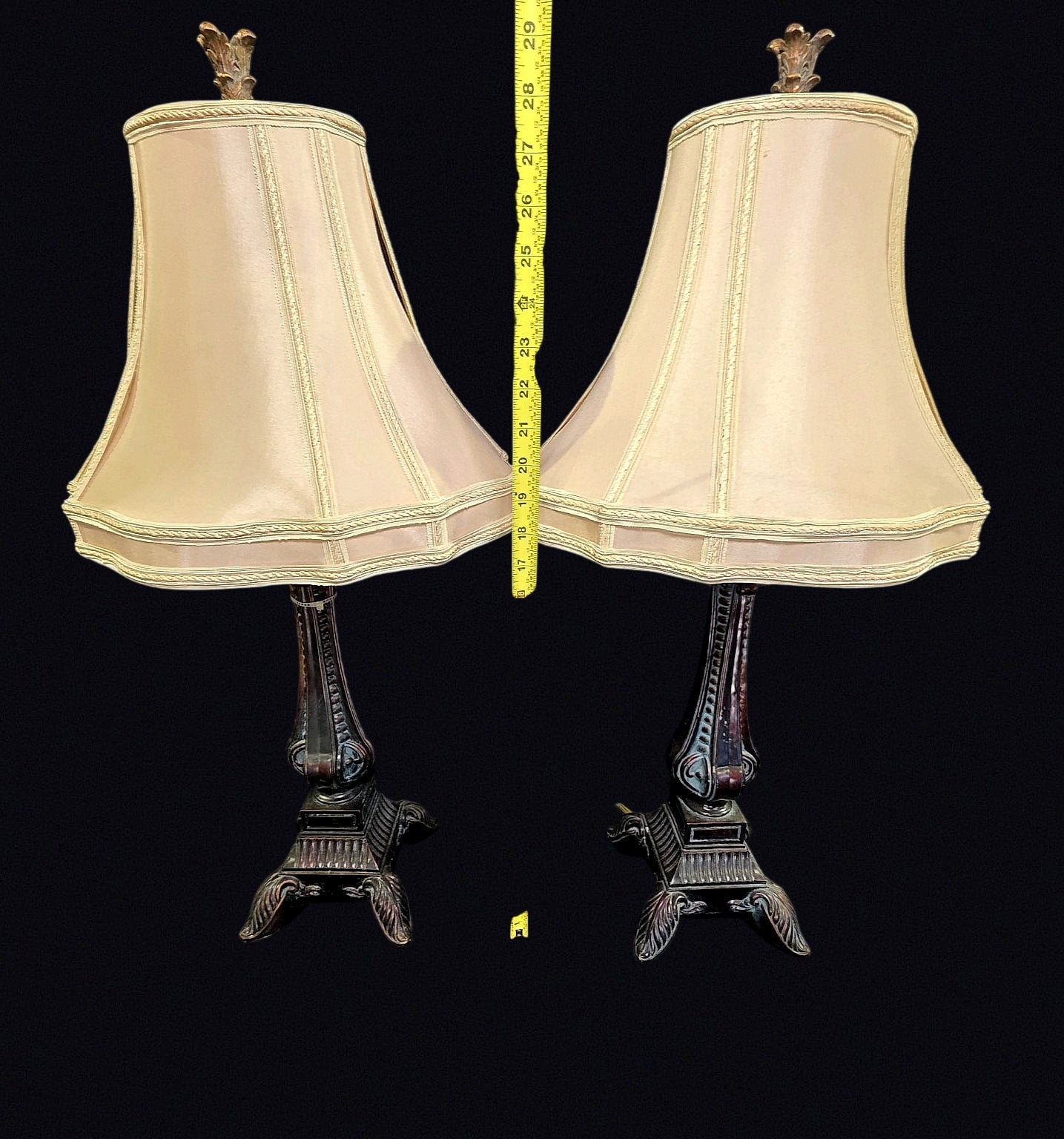 Bronze Finish Pedestal Table Lamps Pair