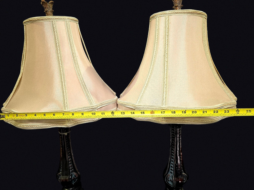 Bronze Finish Pedestal Table Lamps Pair
