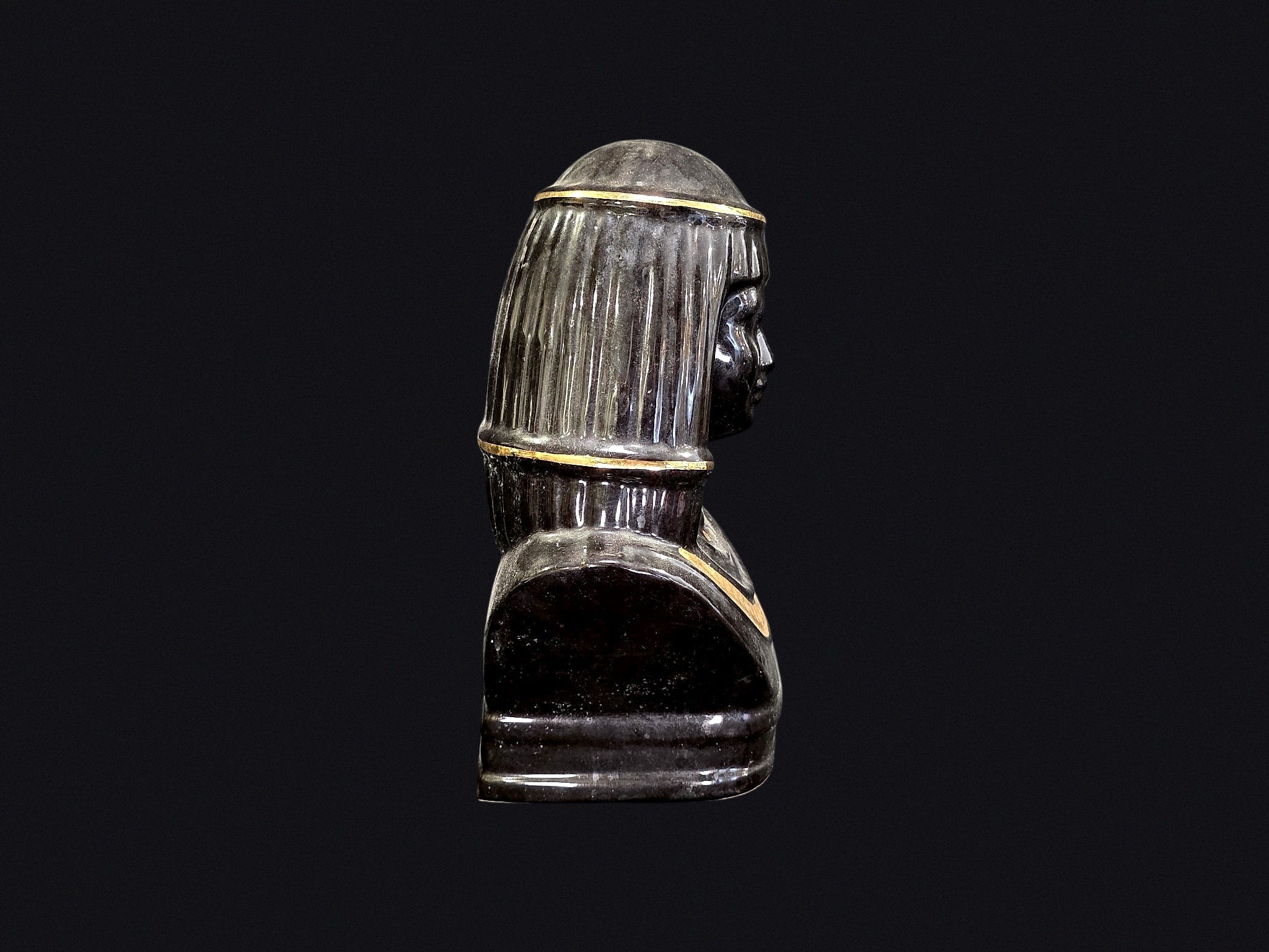Egyptian Revival Ceramic Lidded Bust Jar