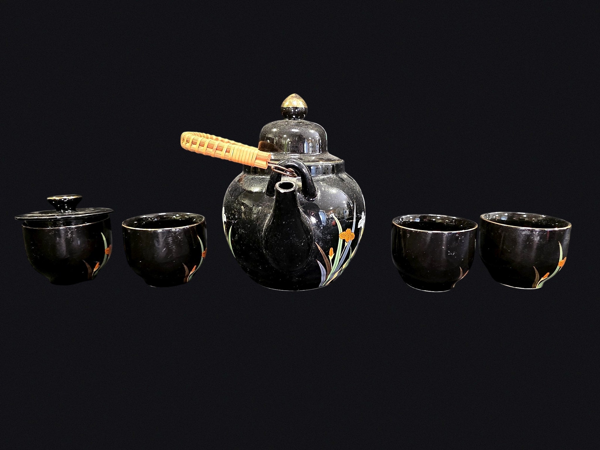 Otagiri OMC Black Iris Ceramic Tea Set 6pc